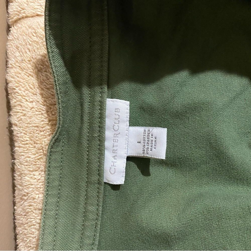 Charter Club Women's Olive Denim Suit Jacket & Pants Size L - Picture 2 of 7
